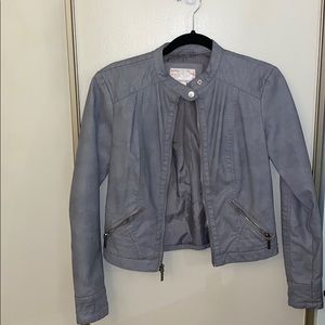 Gray Vegan Leather Jacket
